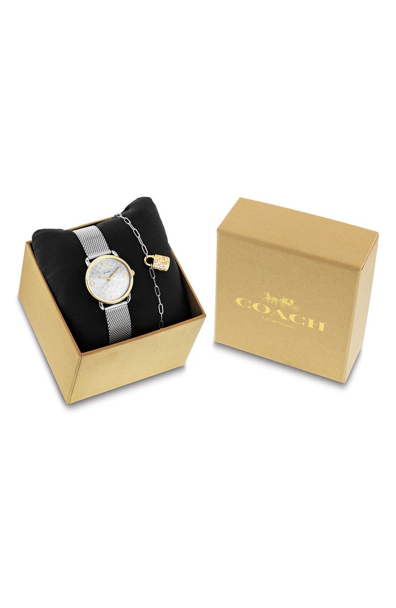 COACH Elliot Mesh Strap Watch & Bracelet Set, 36mm, Alternate, color, Silver