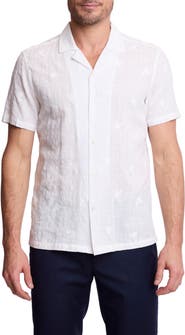 PAISLEY & GRAY Embroidered Cotton Blend Camp Shirt