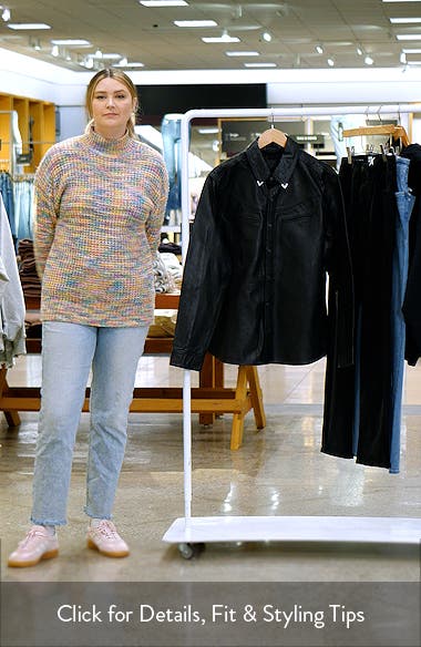 AllSaints Draven Metal Tip Collar Leather Western Shirt