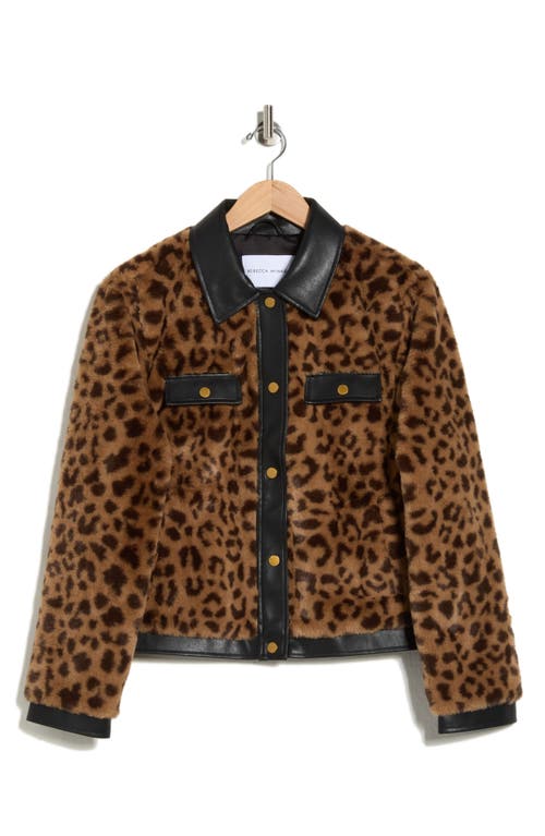 Rebecca Minkoff Faux Leather Trim Faux Fur Jacket In Multi