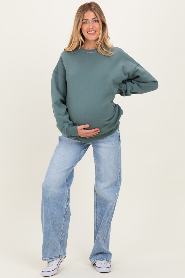 Jade Oversized Fleece Sweatshirt, Alternate, color, Light Olive