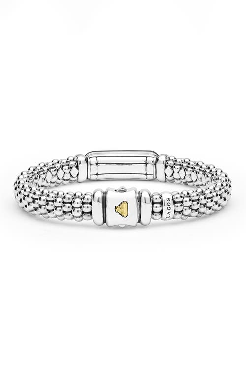 Lagos Two-tone Black Ceramic Diamond Caviar Bracelet In Metallic