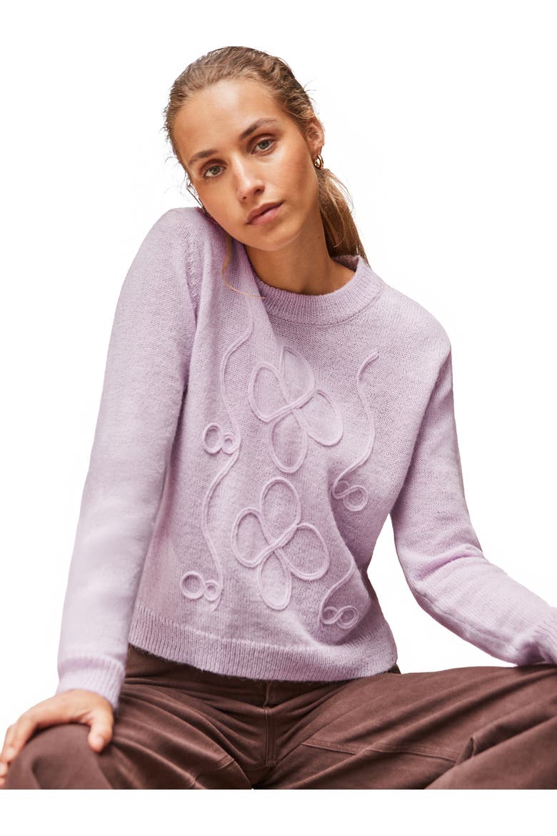 Long Sleeve Applique Knit Jumper, Main, color, Lilac