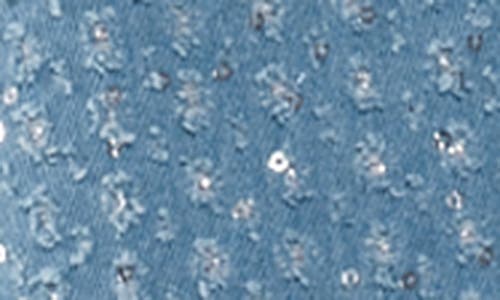 By.dyln Sequin Embellished Distressed Denim Jacket In Blue