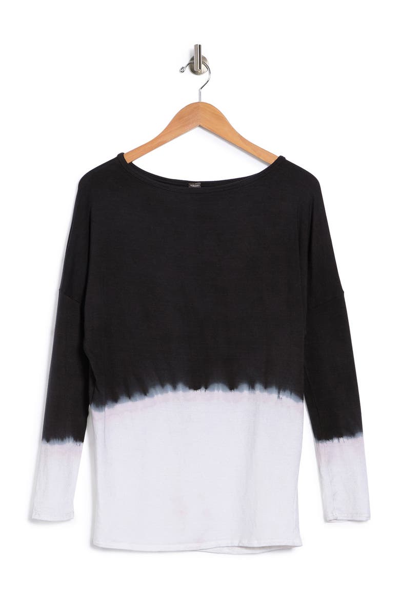 Boat Neck Dolman Sweater, Alternate, color, IVORY BLACK TOP DIP DYE