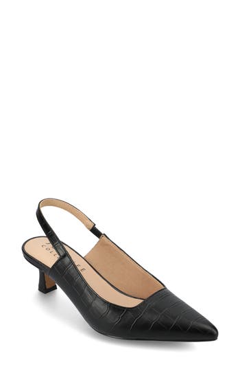 Journee Collection Women's Paulina Pointed Toe Slingback Pumps In Croco/black