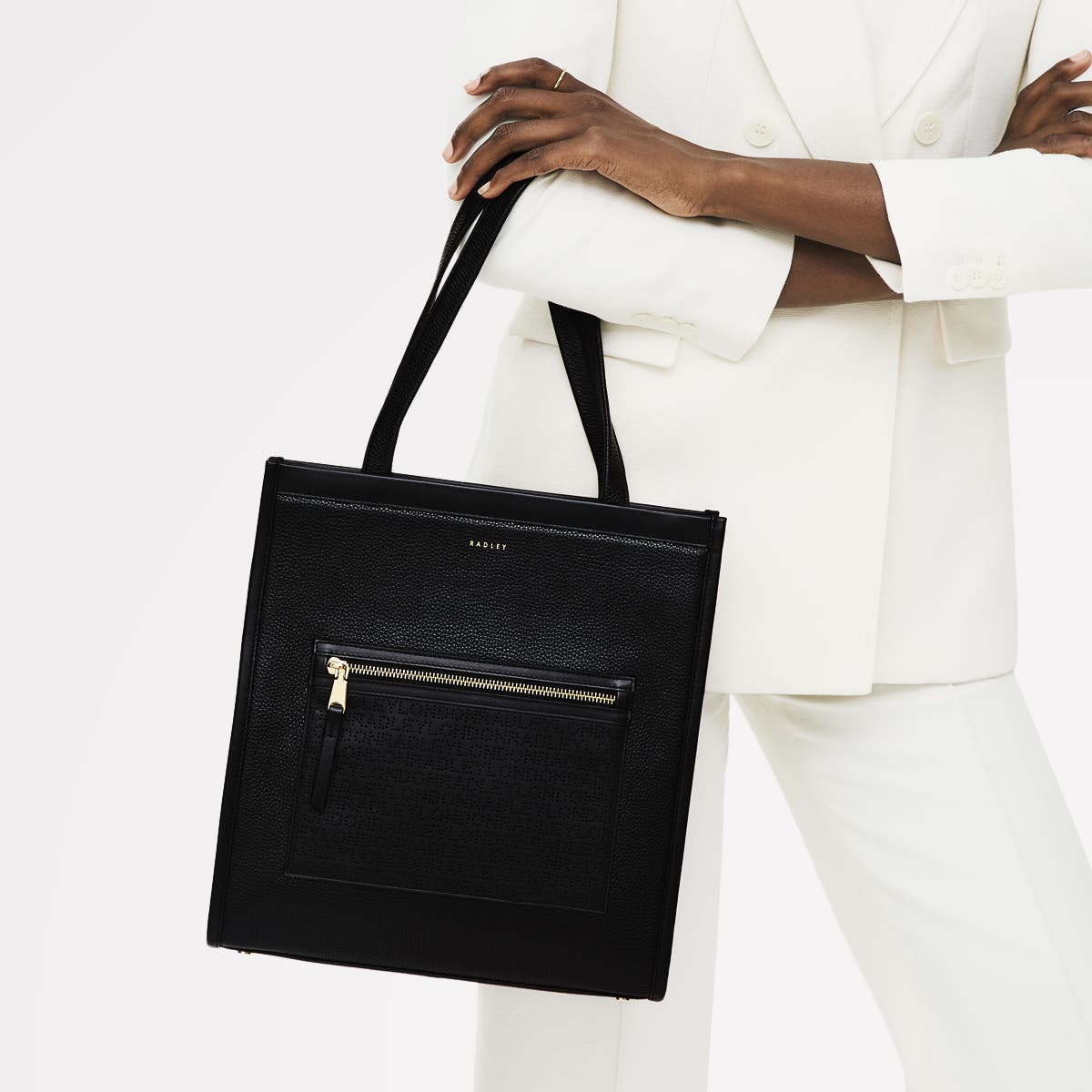 Radley Alba Place - Logo Medium Ziptop Tote Bag, Alternate, color, Black