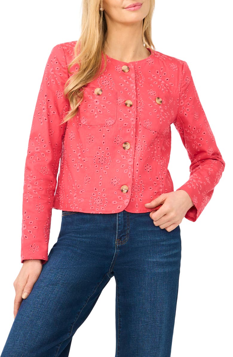 CeCe Eyelet Crop Jacket, Main, color, 