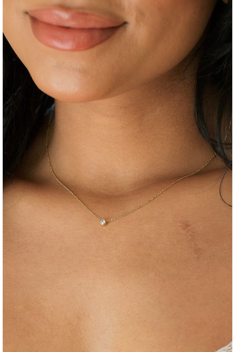 Poppy Cubic Zirconia Solitaire Necklace, Alternate, color, GOLD VERMEIL