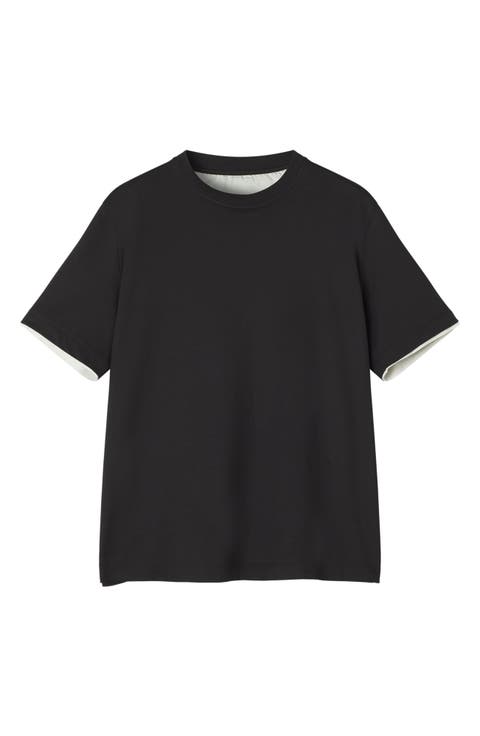 Cotton T-Shirt With Silk Detail