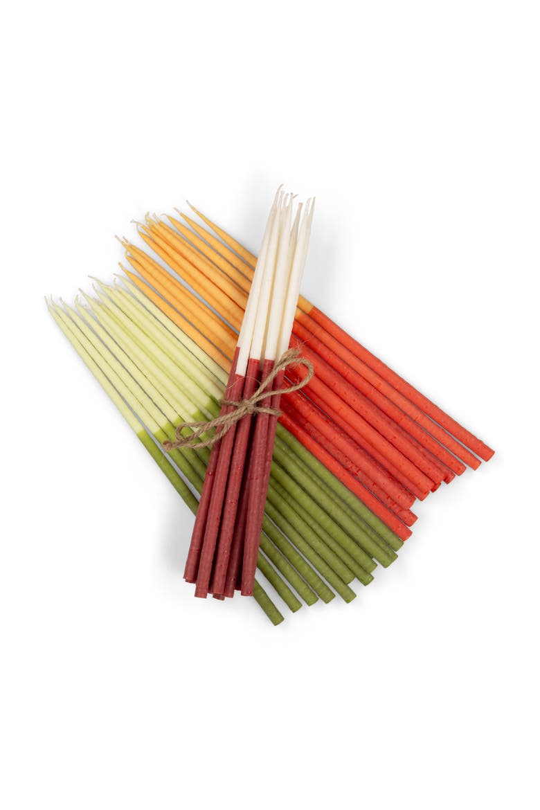 Thin Taper Candles - Two-Tone - Set of 12, Alternate, color, Guardsman Red, Pearl