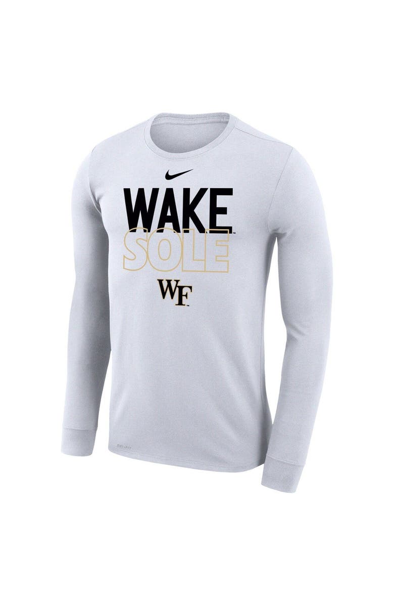 Nike White Wake Forest Demon Deacons 2023 On Court Bench Long Sleeve T-Shirt, Alternate, color, 