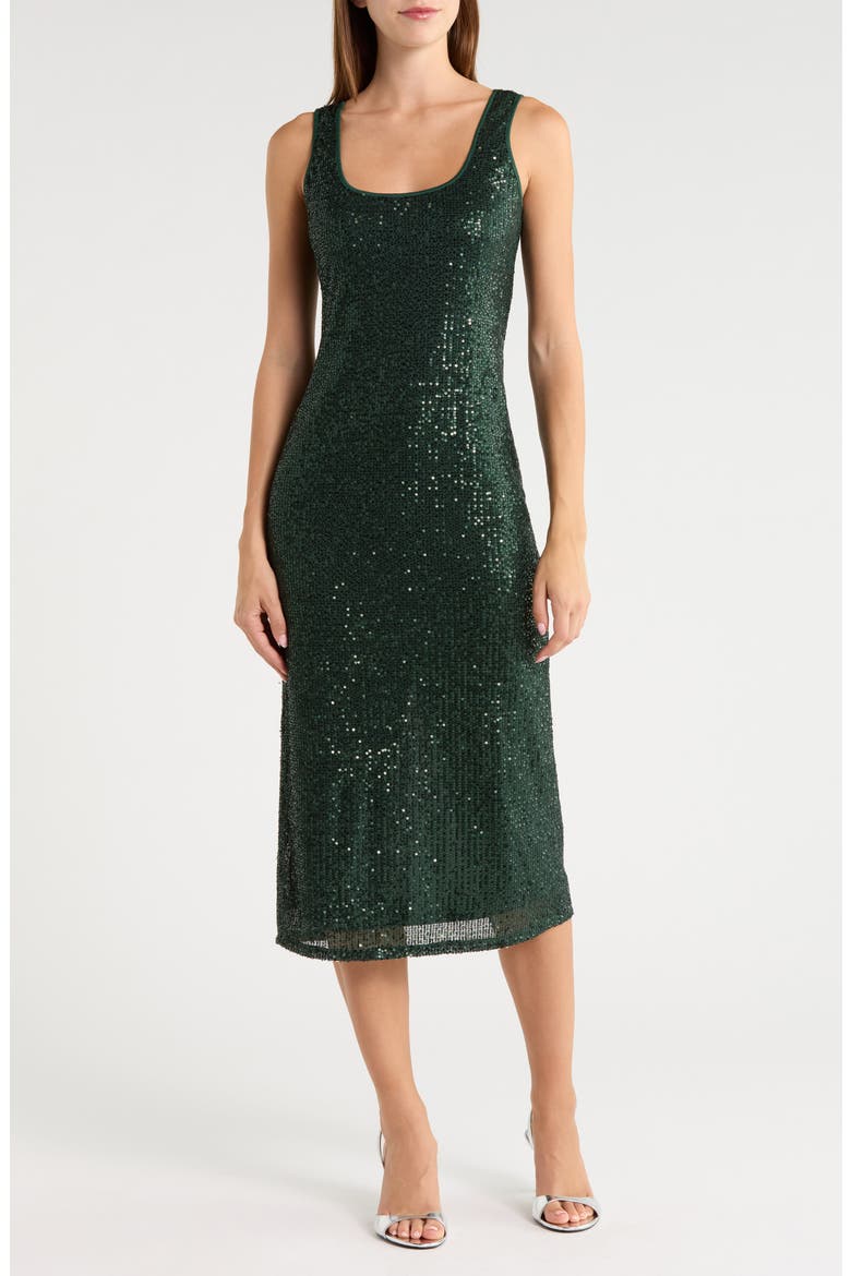 Kamari Sequin Tank Dress, Main, color, EMERALD