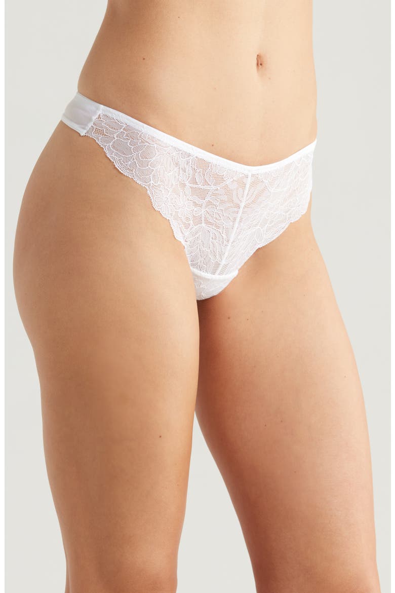 Luxe Lace Thong, Alternate, color, WHITE