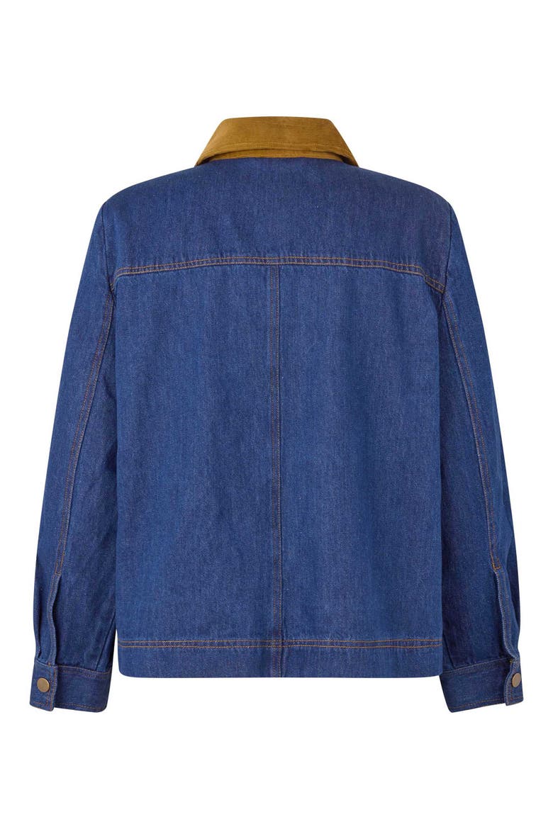 Long Sleeve Velvet Collared Denim Jacket, Alternate, color, Dark Denim