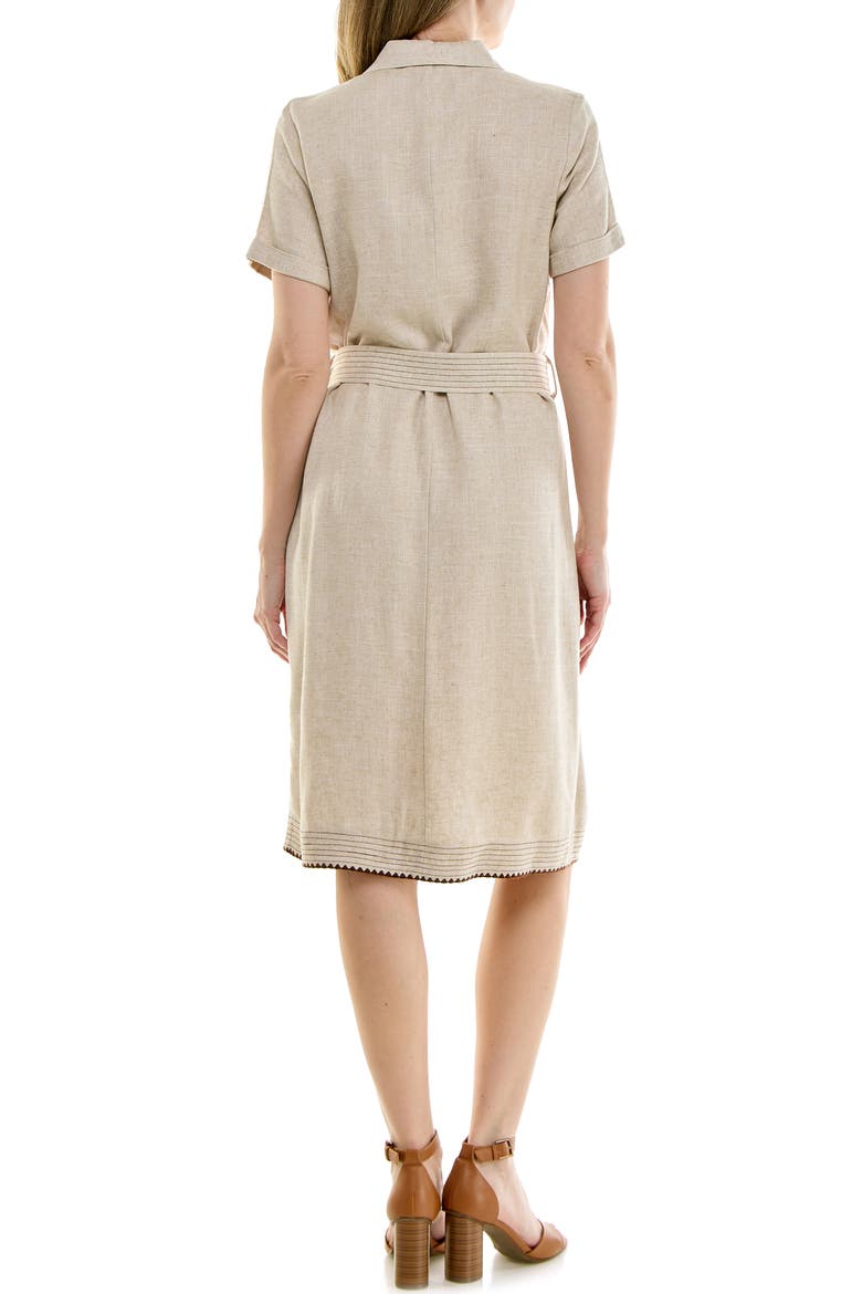 Embroidered Short Sleeve Midi Shirtdress, Alternate, color, HEATHER TAN