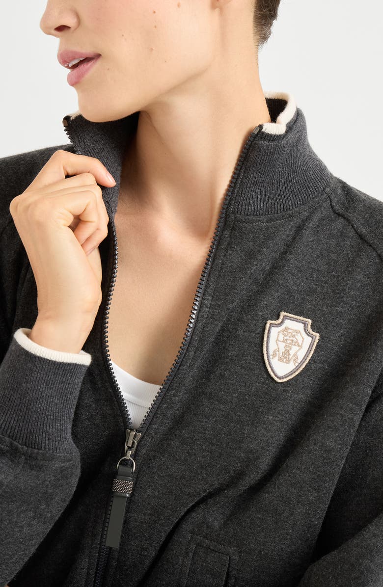 Brunello Cucinelli Double jersey sweatshirt, Alternate, color, Dark Grey