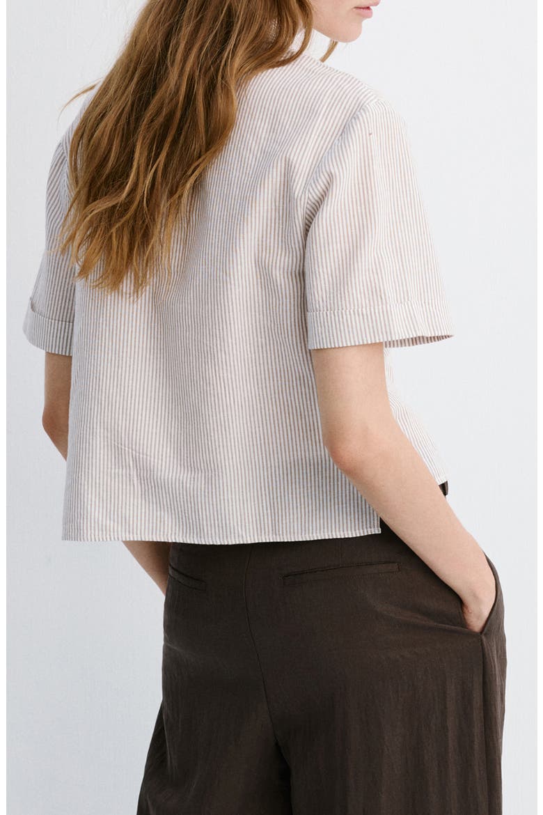 Stripe Short Sleeve Button-Up Shirt, Alternate, color, SAND