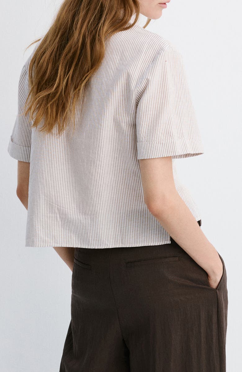 MANGO Stripe Short Sleeve Button-Up Shirt, Alternate, color, 