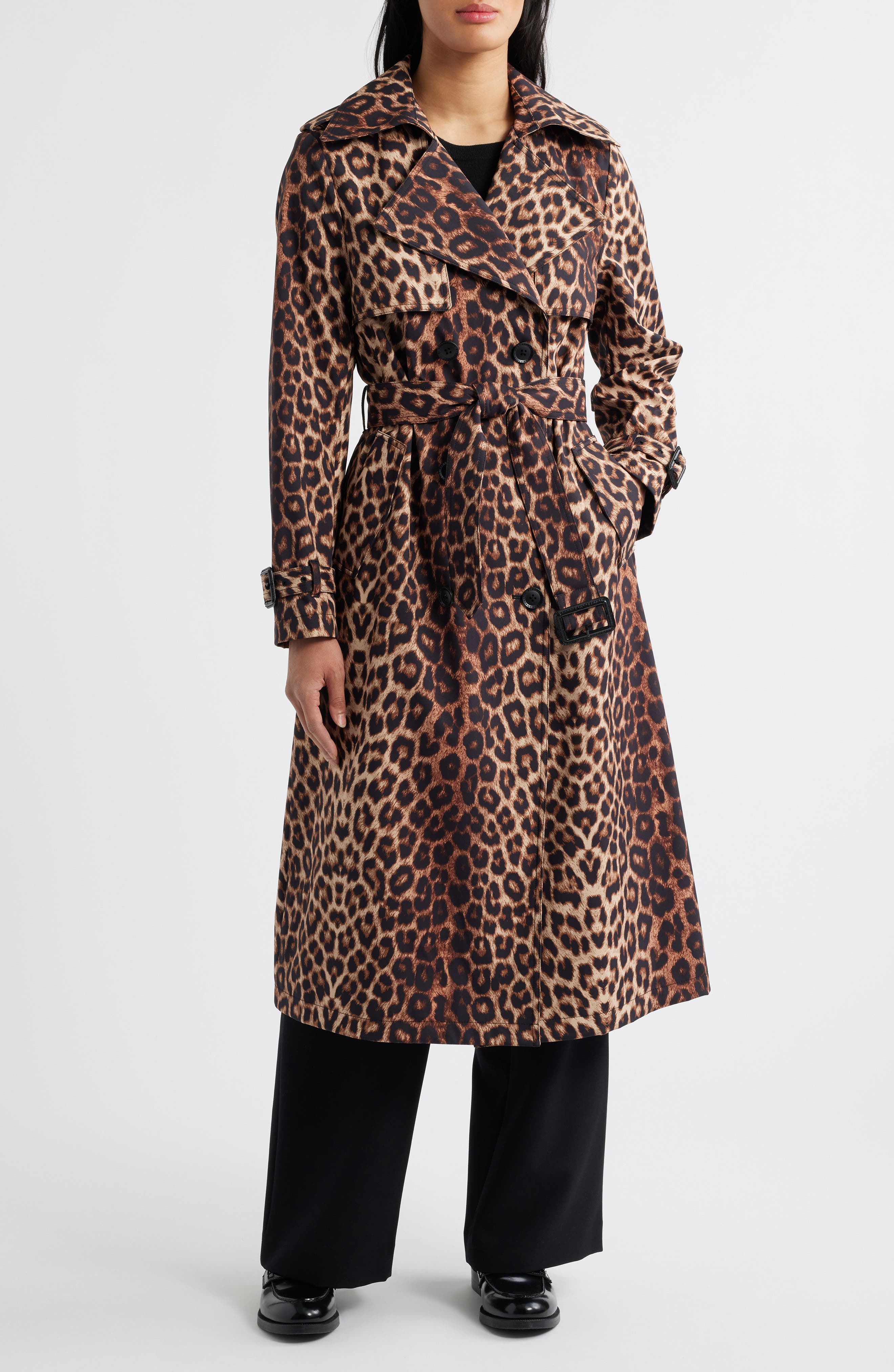 Animal Print Trench Coat