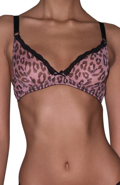 Fleur Du Mal Sheer Tulle Demi Bra In Leopard Print