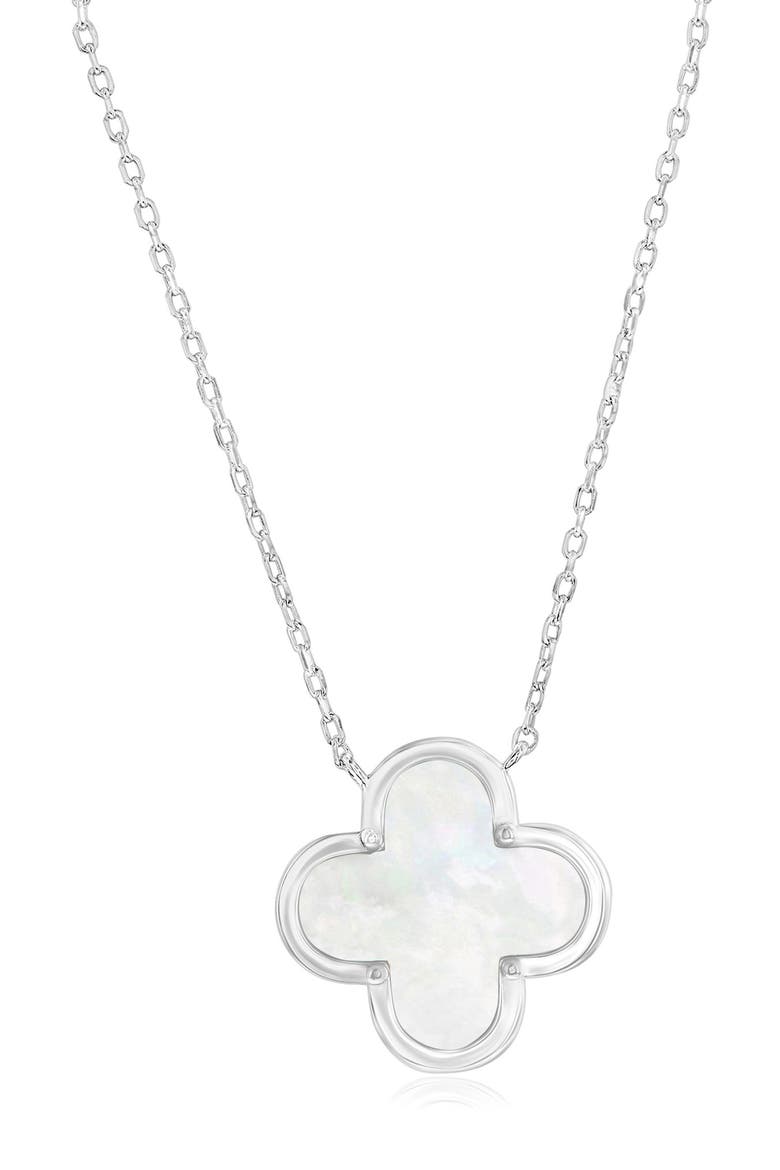 Mother-of-Pearl Clover Pendant Necklace, Main, color, SILVER