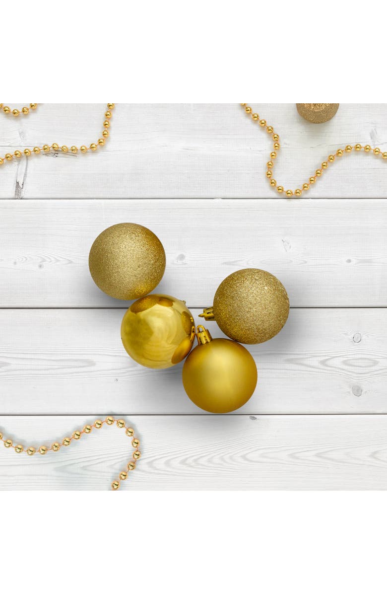 Northlight 12ct Gold Shatterproof 4-Finish Christmas Ball Ornaments 4", Alternate, color, Gold