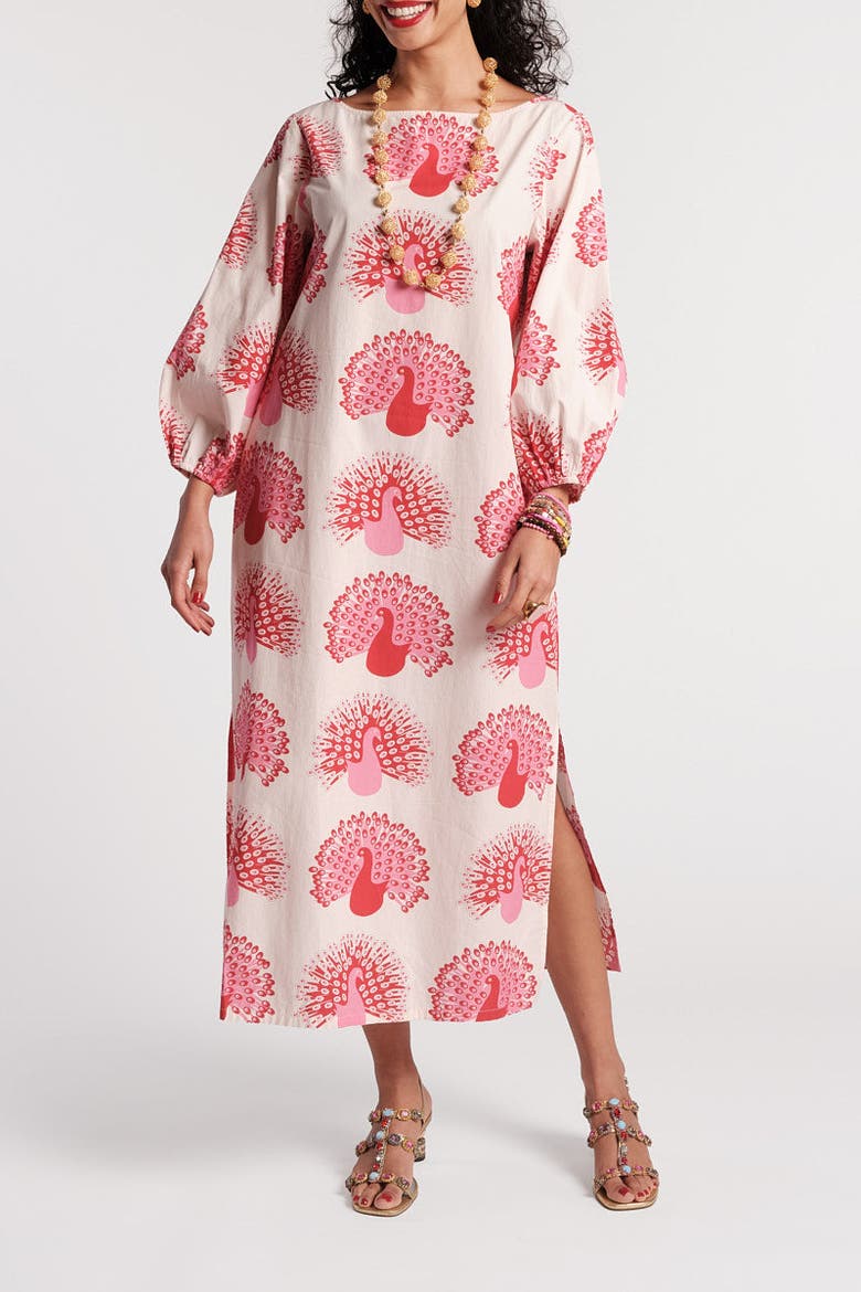Minnow Maxi Peacock Dress, Main, color, Oyster/Multi