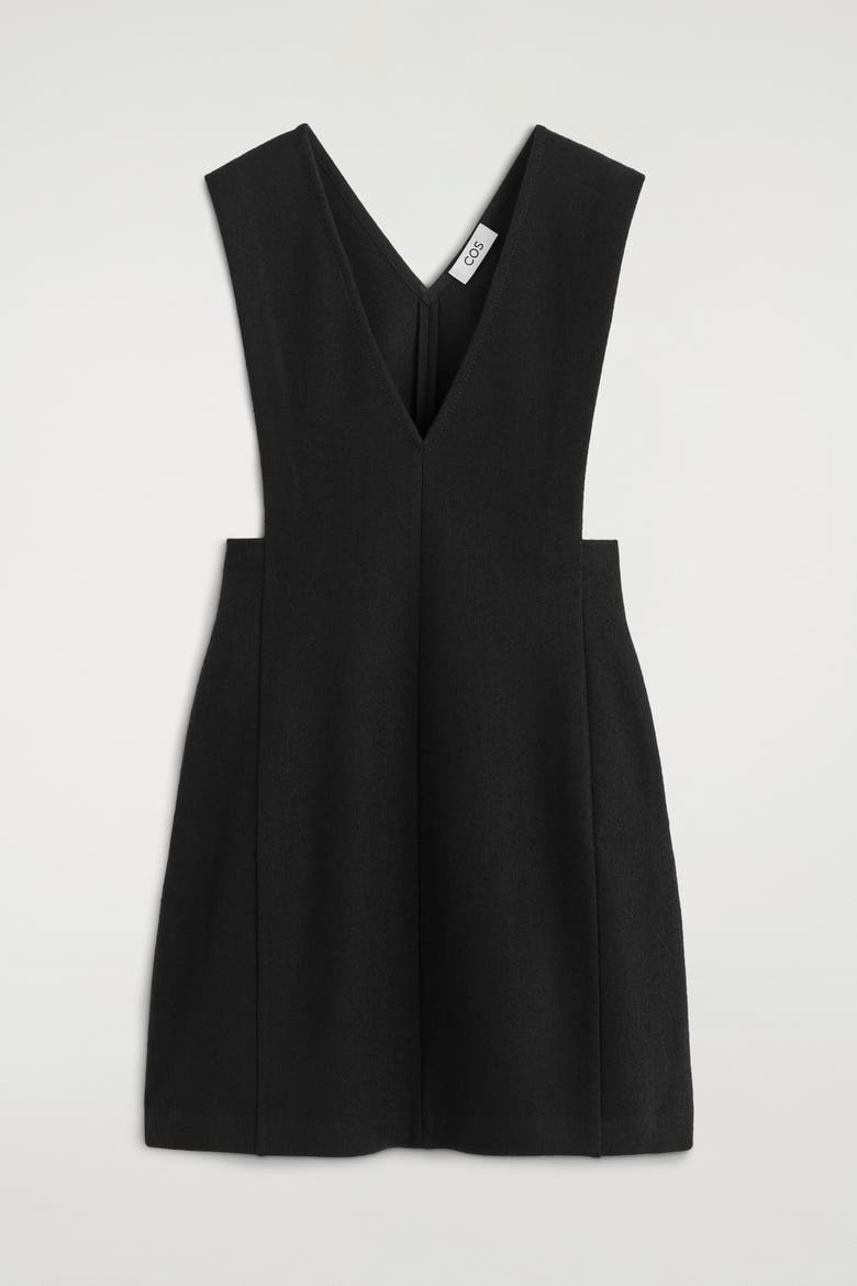 Boiled Wool-Blend Mini Pinafore Dress, Alternate, color, BLACK