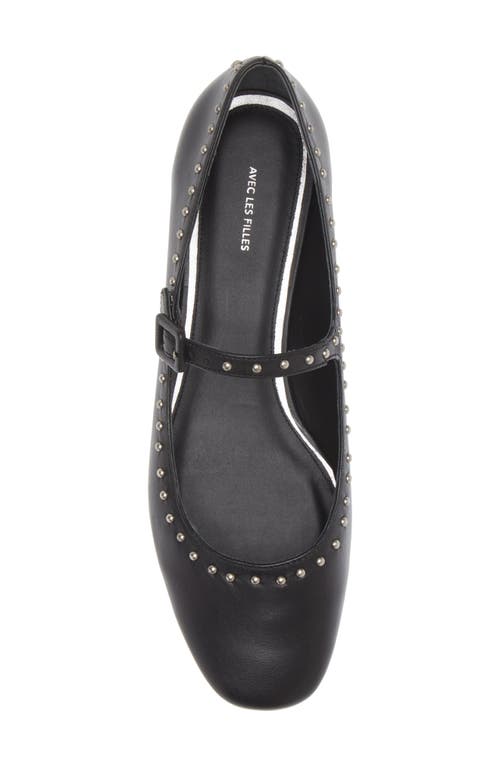 Kaanas Adelle Studded Mary Jane Flat In Black