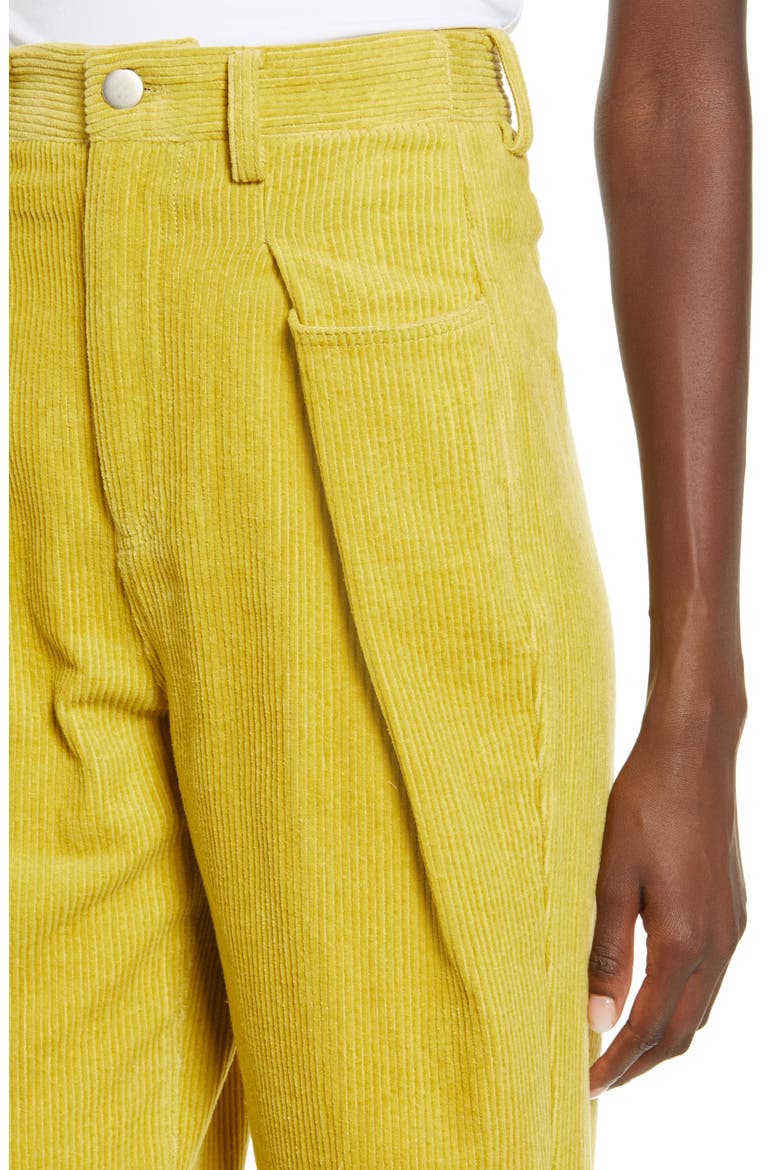 High Waist Cotton Corduroy Trousers, Alternate, color, YELLOW