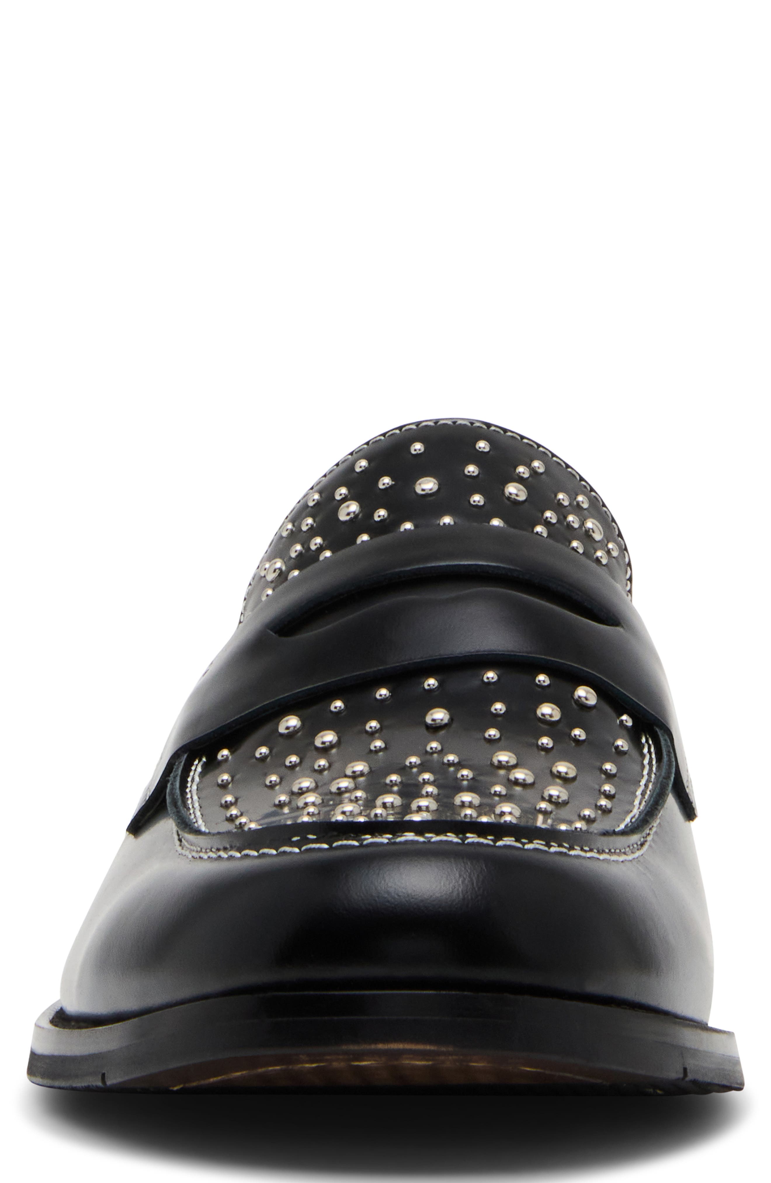 Natan Penny Loafer, Alternate, color, BLACK/ SILVER STUD