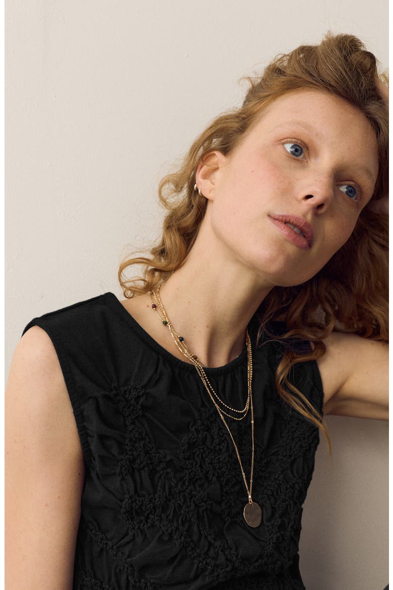 Stitch Detail Cotton Jersey Tank, Alternate, color, BLACK