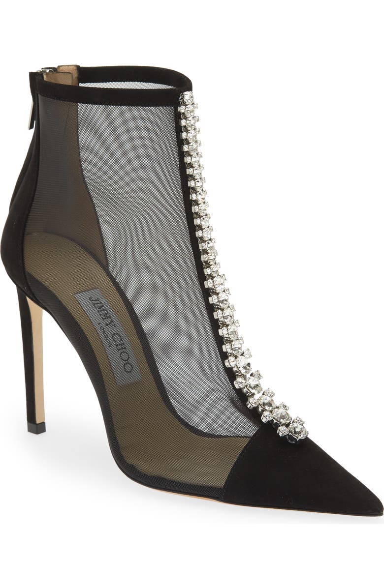 Jimmy Choo Bing Crystal Embellished Mesh Bootie, Main, color,