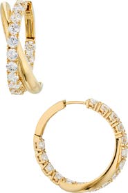 Nadri Twilight Cubic Zirconia Crossover Hoop Earrings