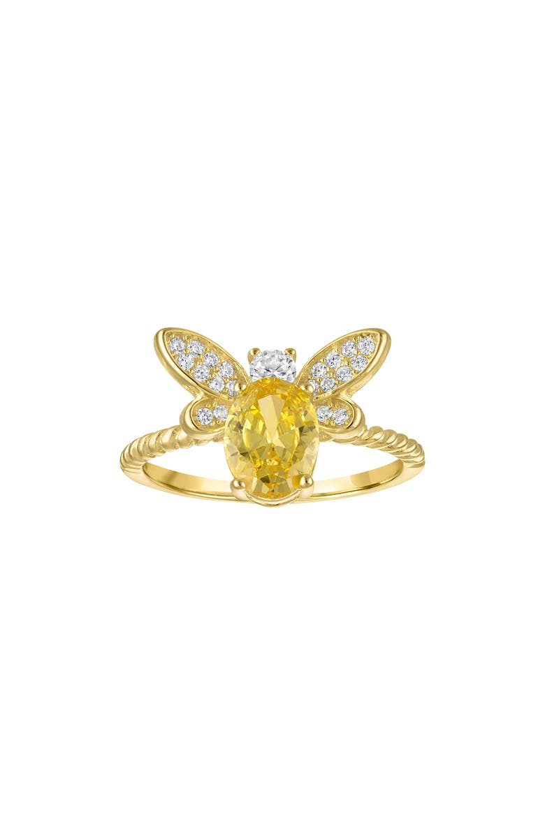 FZN Citrine & Cubic Zirconia Dragonfly Ring, Main, color, Yellow