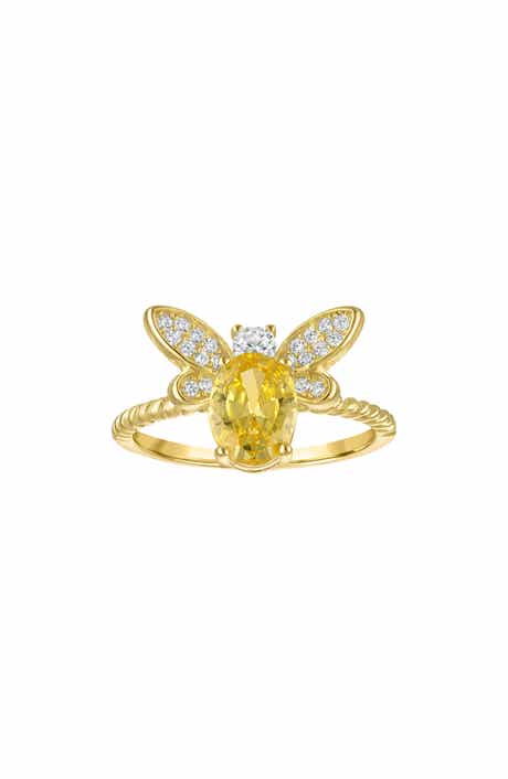 FZN Citrine & Cubic Zirconia Dragonfly Ring
