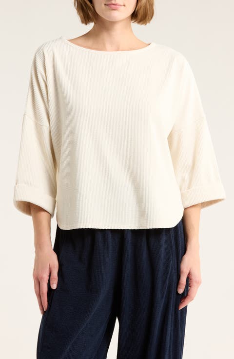 Long Sleeve Knit Corduroy Top