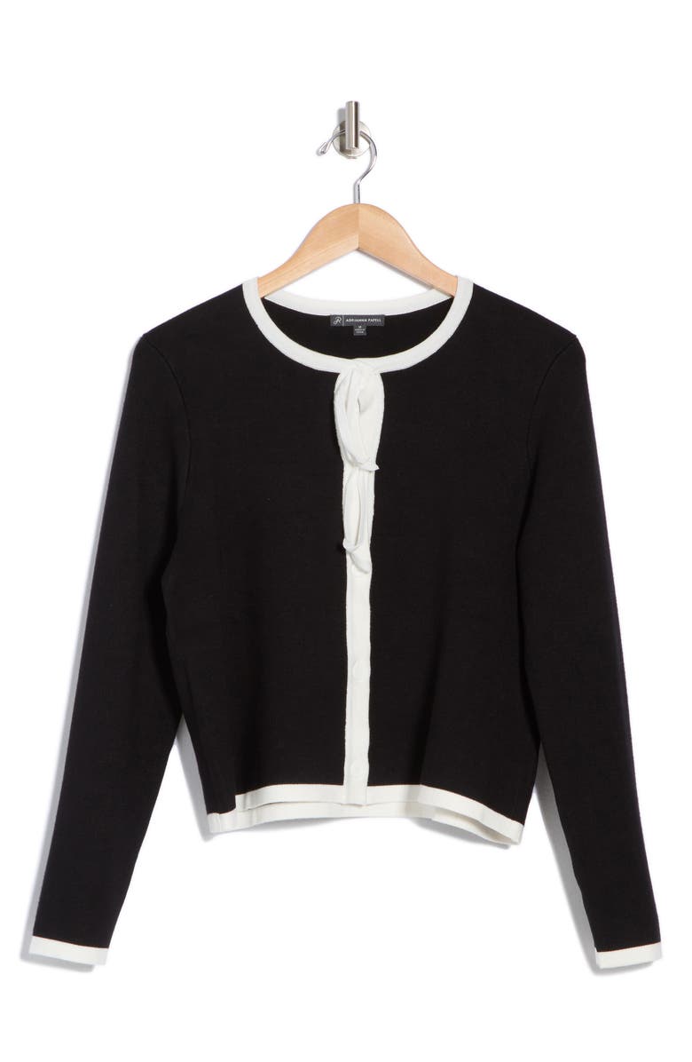Adrianna Papell Mini Bow Tipped Button Front Cardigan, Alternate, color,