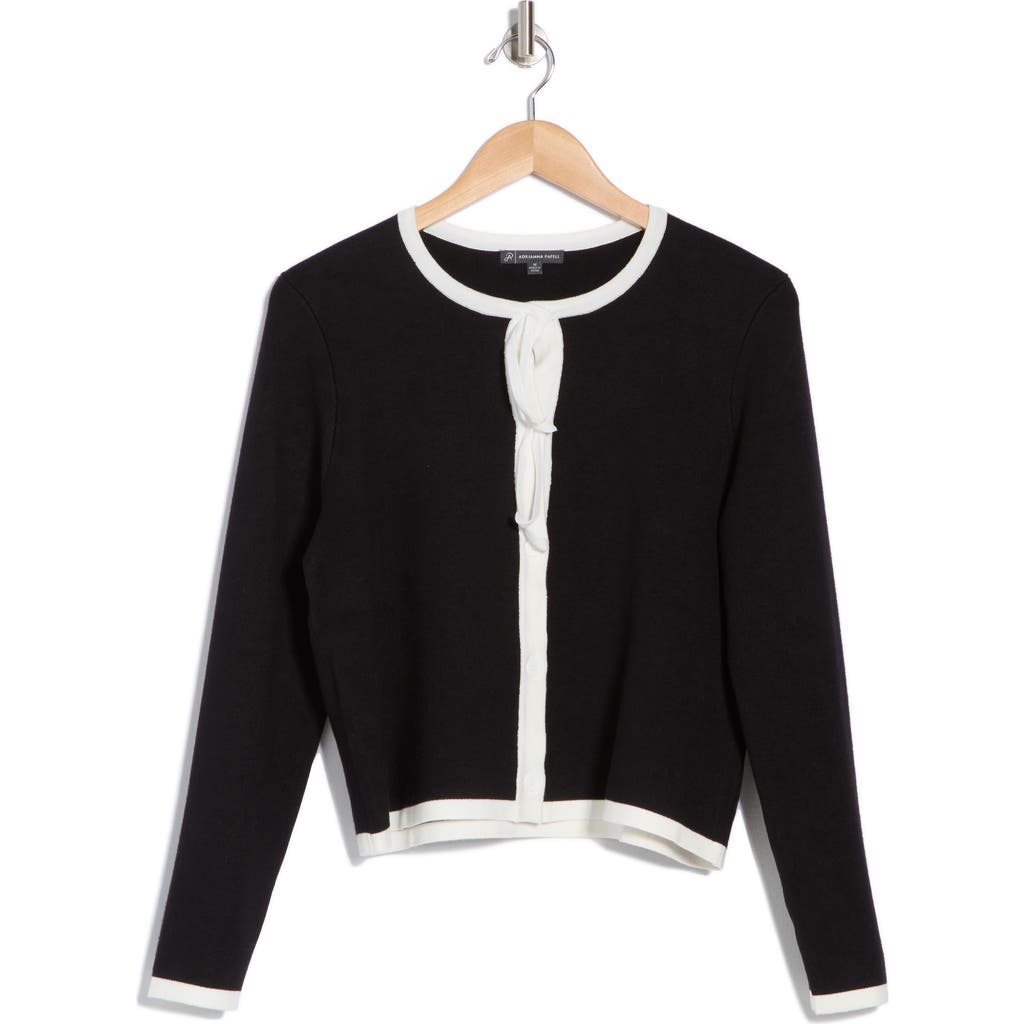 ADRIANNA PAPELL ADRIANNA PAPELL MINI BOW TIPPED BUTTON FRONT CARDIGAN