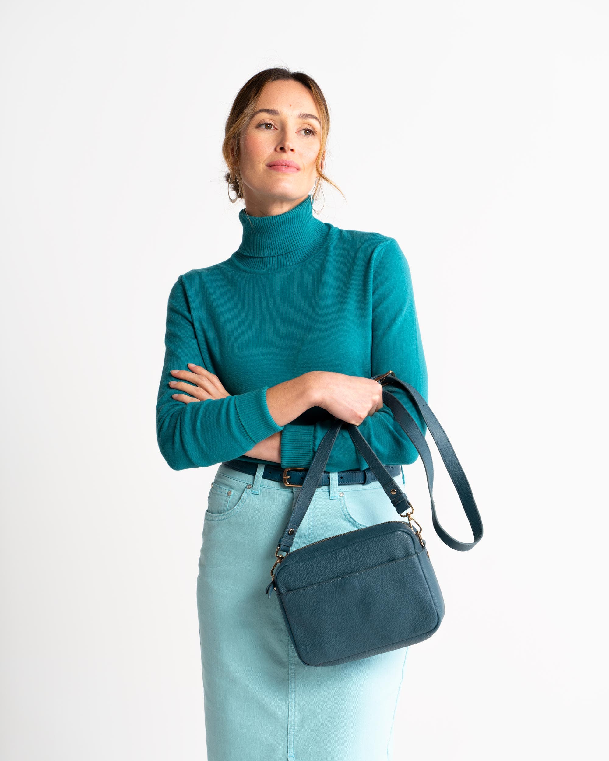 Kettlewell Leather Cross Body Bag, Alternate, color, Grey Teal
