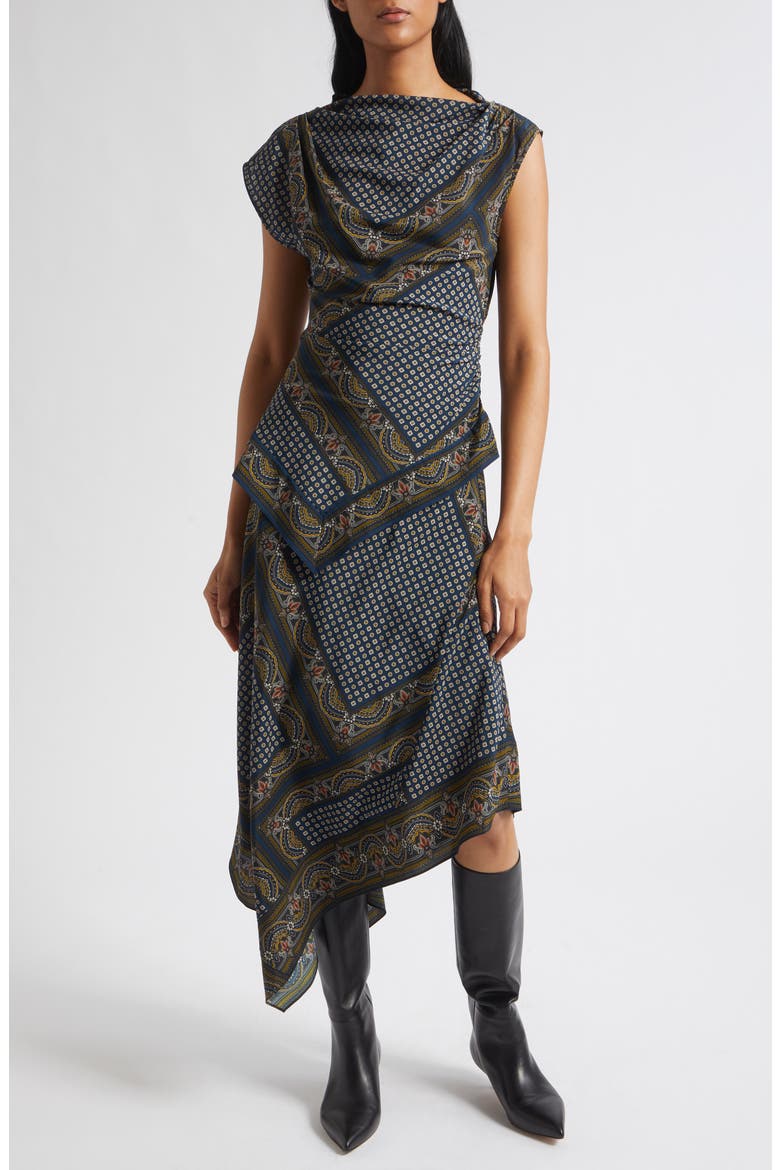 Hartley Silk Blend Midi Skirt, Alternate, color, HERITAGE NAVY MULTI