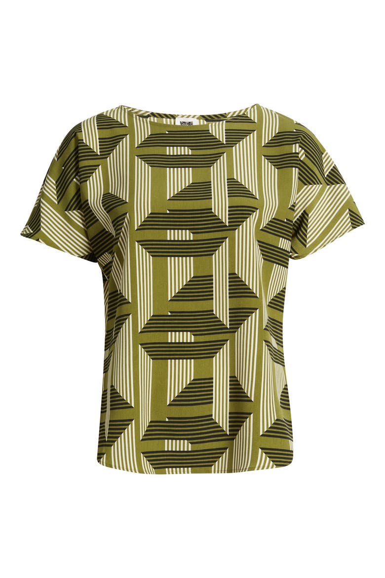 Geo Print Short Sleeve Top, Alternate, color, BAY LEAF MULTI