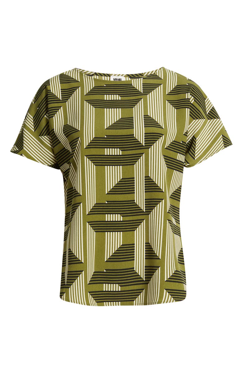 Anne Klein Geo Print Short Sleeve Top, Alternate, color, Bay Leaf Multi