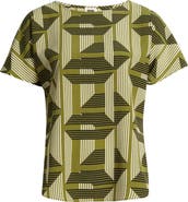 Anne Klein Geo Print Short Sleeve Top