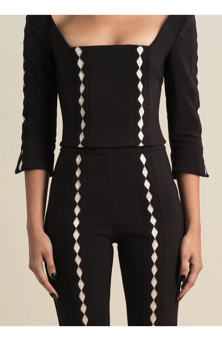 Contessa Mills Leo Structured Sateen Cutout Top, Alternate, color, Black Champagne