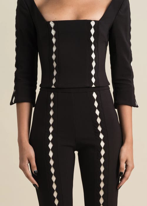 Contessa Mills Leo Structured Sateen Cutout Top In Black