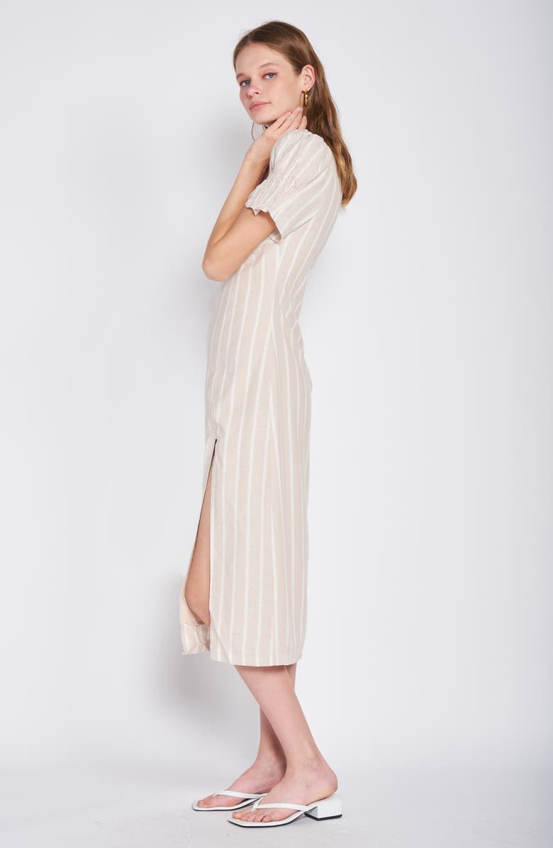 En Saison Stripe Linen Blend Midi Dress, Alternate, color, 
