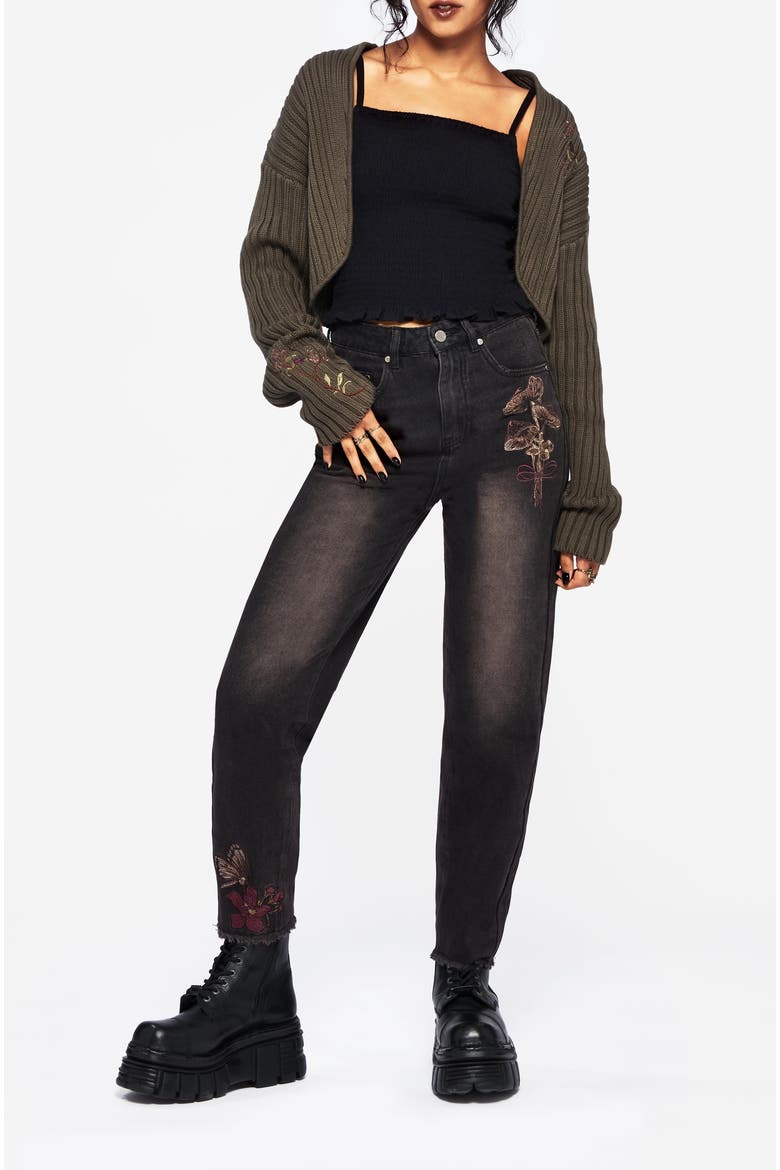 High-Waisted Ankle Jeans, Alternate, color, Black