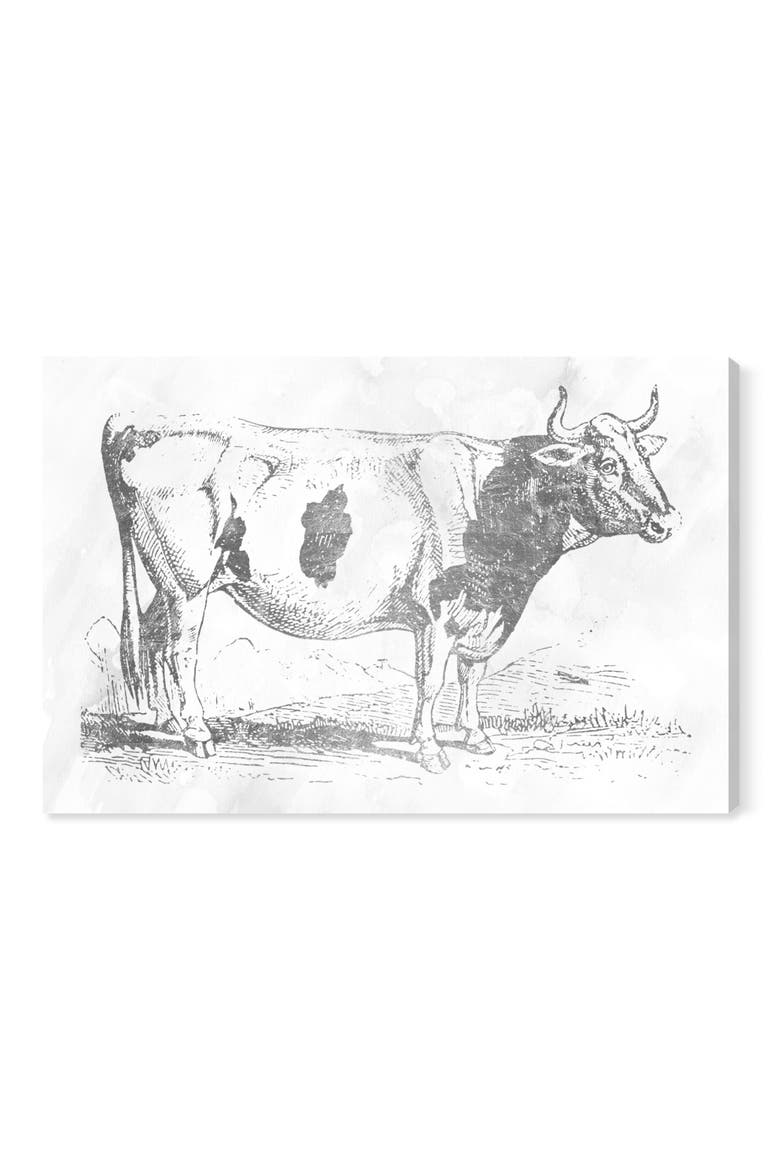 Silver Cow Canvas Wall Art, Main, color, WHITE